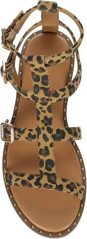 Michael By Michael Shannon Caleigh - Women's Casual Open Toe Gladiator Flat Sandals Leopard, Size 9.0 Medium Width in Saudi Arabia