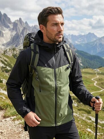 Mens Lightweight Windbreaker Packable Rain Jacket Water Resistant Hooded Raincoat for Travel Hiking Hunting in Kuwait