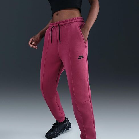 بنطال رياضي Nike Sportswear Tech Fleece للسيدات متوسط ​​الارتفاع (البنجر الحلو/أسود) in Kuwait