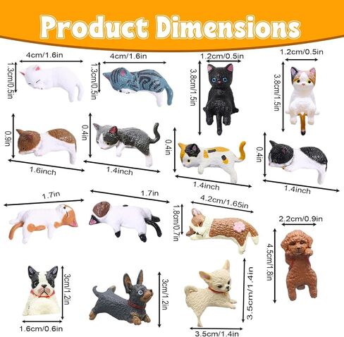 15 Pack Mini Cat Desk Figurines, Mini Dog Desk Figurines, Computer Monitor Decor for Rearview Mirror Desk Decorations Funny Car Present Interior Decors in Kuwait