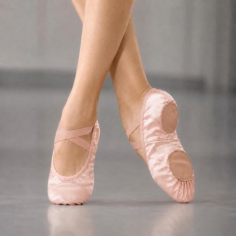 Girls Ballet Shoes, Pink Satin Dance Shoes for Girls, Split Sole Ballet Slippers with Elastic Straps, Soft Breathable Dance Flats for Toddler, Little Kid & Women in Saudi Arabia