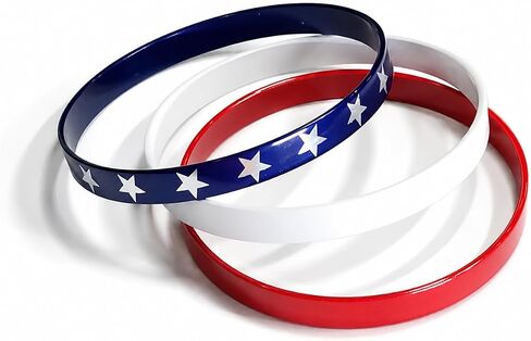مجموعة أساور Star Spangled Bangle® Patriotic Bangle للنساء البالغات، 18+ | مجوهرات عيد ميلاد أمريكا الـ 250 | أحمر أبيض أزرق إكسسوارات | هدية تذكار تذكارية للاحتفال بالولايات المتحدة الأمريكية 250 in Kuwait