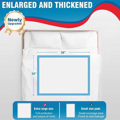 BIGGMED 50 Count Disposable Bed Pads 30" x 36" , Ultra Tear-Resistant, Super Absorbent Chux, Thicker Extra Large Incontinence Bed Pads, Pee Pads for Adults, Kids, Elderly, Pets in Saudi Arabia