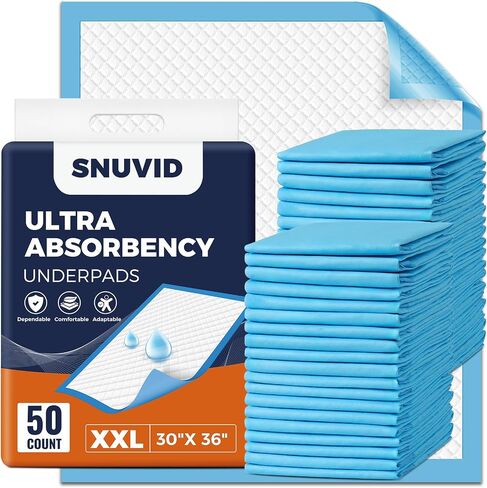 50 Pack Super Absorbent Disposable Underpads - XXL (30" x 36") Leakproof Bed Pads | Quick-Dry, Ultra Thick for Heavy Incontinence | Chux Pads for Adults, Seniors, Kids, Baby & Pets in Saudi Arabia