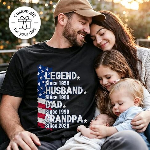 Custom Legend Husband Dad Grandpa Shirts Personalized Fathers Day T Shirts Customized First Time Dad Tee Gifts for Daddy Papa in Kuwait