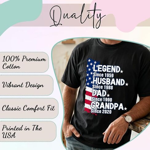 Custom Legend Husband Dad Grandpa Shirts Personalized Fathers Day T Shirts Customized First Time Dad Tee Gifts for Daddy Papa in Kuwait