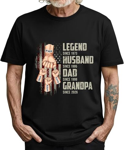 Custom Legend Husband Dad Grandpa Shirts Personalized Fathers Day T Shirts Customized First Time Dad Tee Gifts for Daddy Papa in Kuwait