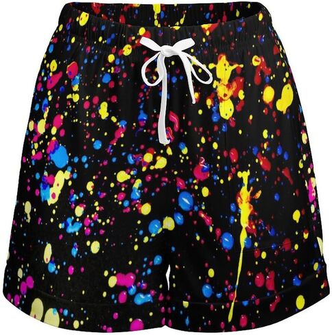 Glow in Dark Splatter Neon (9) Women'S Shorts Pajama Sleepwear Swim Trunks Funny Swimsuit Small in Saudi Arabia
