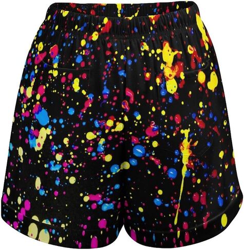 Glow in Dark Splatter Neon (9) Women'S Shorts Pajama Sleepwear Swim Trunks Funny Swimsuit Small in Saudi Arabia