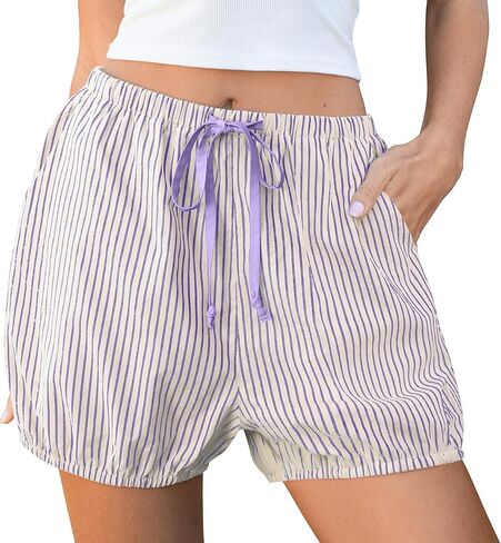 TARSE Women Balloon Casual Shorts Gingham Striped Drawstring Cute Summer Loose Fit Lounge Shorts Y2K Beach Bottoms in Kuwait