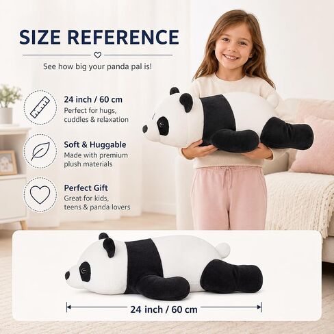 24" Cute Giant Panda Bear Plush Soft Body Pillow Pet,Large Panda Stuffed Animals Toy Doll Gift for Kids, Girls and Boy, Christmas, Birthdays in Saudi Arabia