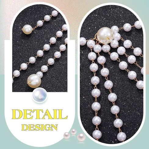 Yonamix Pearl Belt Silver Layered Waist Chain Belts for Women | Prom Pearl Body Chain Jewelry in Saudi Arabia