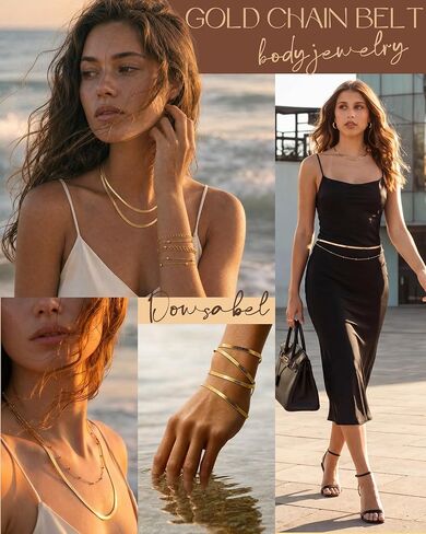 18K Gold Plated Waist Chain, Belly Chain for Women Layered with Waist Beads & Snake Chain Summer Jewelry Waterproof Non Tarnish Body Chain Gold Jewelry Belt Festival Outfits for Women Clothes Accessories in Saudi Arabia