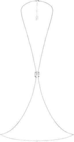 Swarovski Crystal Body Chain, X SKIMS 5678065 Exotic Body Jewlery, Swarovski x SKIMS Octagon cut, Box chain, X-shape, White, Rhodium plated in Kuwait