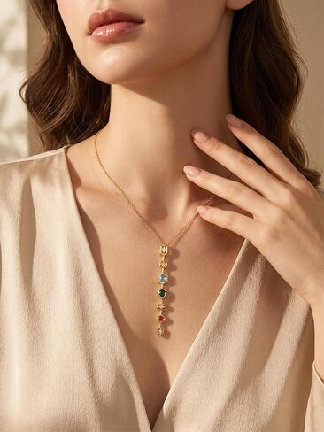 MODRSA Adjustable Gold Lariat Necklace for Women Colorful Rhinestone Body Chain Necklace Y Necklace Non Tarnish Waterproof Vacation Accessories Trendy Mother's Day Birthday Gifts for Women Jewelry in Saudi Arabia