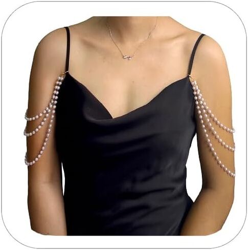 Pearl Arm Chain Wedding bridal Shoulder Jewelry Layered Prom Party Body Jewelry for Slide Dress Costume Accessory in Saudi Arabia