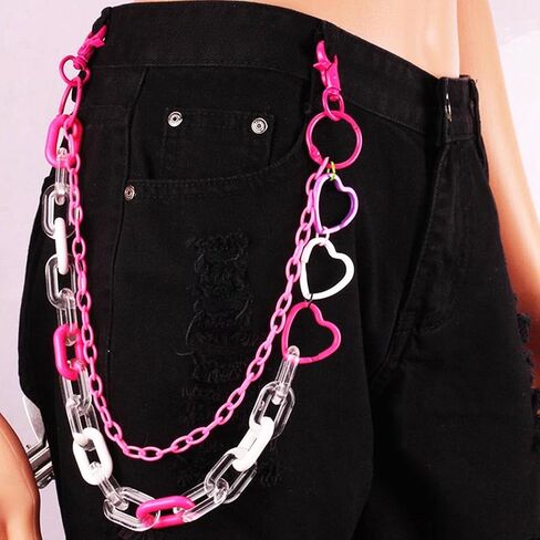 Pink Hip Hop Pants Chains Layered Jean Chains Heart Pants Belt Chain Rave Body Jewelry Accessories for Women in Saudi Arabia