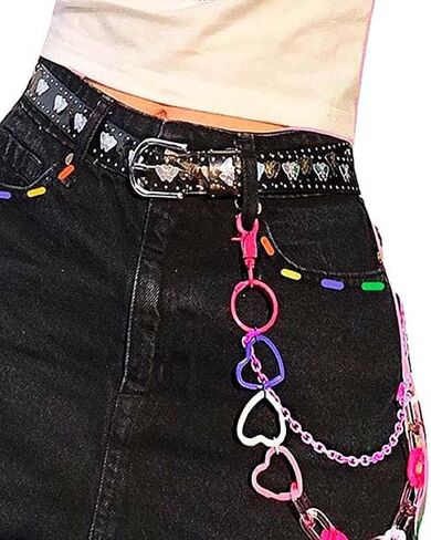 Pink Hip Hop Pants Chains Layered Jean Chains Heart Pants Belt Chain Rave Body Jewelry Accessories for Women in Saudi Arabia