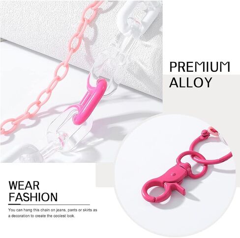 Pink Hip Hop Pants Chains Layered Jean Chains Heart Pants Belt Chain Rave Body Jewelry Accessories for Women in Saudi Arabia