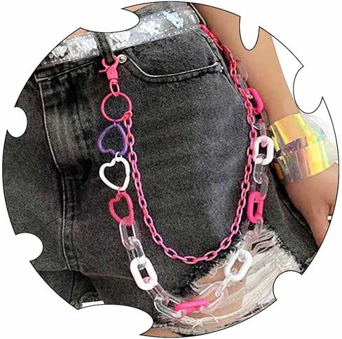 Pink Hip Hop Pants Chains Layered Jean Chains Heart Pants Belt Chain Rave Body Jewelry Accessories for Women in Saudi Arabia