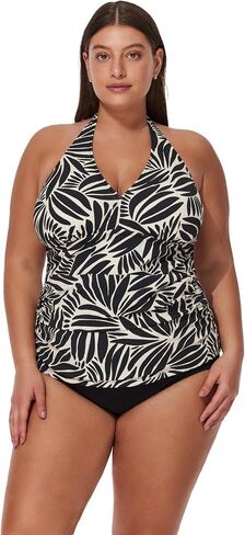Profile by Gottex Plus Size Tankini Top- Adjustable Halter Straps, Soft Cups, Side Ruching, Bottoms Sold Separately in Kuwait