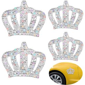4 Pieces Crystal Crown Car Stickers(2.36x1.96 inches) Bling Rhinestone Decals Princess Crown Self-Adhesive Bling Car Window Stickers for Car Window Laptops Luggage Bumper Decoration