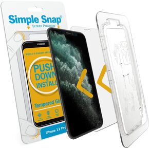 Simple Snap Tempered Glass Screen Protector Compatible with iPhone 11 Pro Max — Invisible Premium Protection that is Fingerprint Free, Bubble Free and Anti Scratch — Easy Screen Applicator