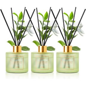 Pierides 3 Pack Reed Diffuser Set,5 oz Gardenia Scented Home Fragrance with 4 Diffuser Sticks,Long Lasting,Essential Oil Reed Diffuser for Home,Bathroom,Living Room (Gardenia)