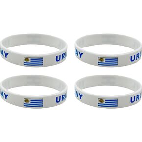 4 Pcs Uruguay Uruguayans Country Flag Rubber Bracelets, National Flag Silicone Bracelet, Rubber Wristbands Patriotic Decorations Gift