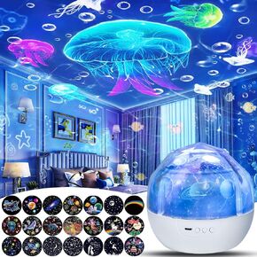 21 Sets of Films, Night Light for Kids Room, Baby Star Galaxy Projector for Bedroom, Star Projector Night Lights for Kids and Girls with 360° Rotation, Birthday, Christmas, Gifts, Ceiling, Room Decor