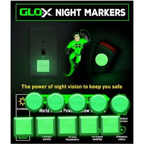GLO-X Glow in The Dark Night Markers - Safety Dots Will Glow for up to 12 Hours