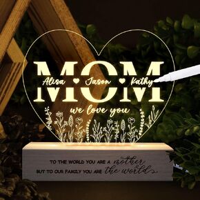 BEETHIS Custom Flower Printed Led Night Light, Mom Light Up Sign from Daughters, Mother's Day Gift Custom Night Light Mom Gifts, Mothers Day Gifts, Mom Gifts for Mother, Wife, Mother-in-Law