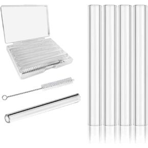 Reusable Clear 4"(100mm) Glass Blowing Tubes :Length:4Inches: OD-12MM: Wall Thickness :2MM, 5Pcs Glass Tubing Blowing Tubes + Cleaning Brush + Protect Box