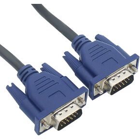 5m Black Straight Through 15-pin Gold-Plated Extension Cable - Male to Male Cable