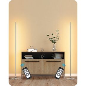 EDISHINE Minimalist LED Corner Floor Lamp with Remote, Set of 2 Modern Dimmable Mood Light, 57.5" Standing Tall Lamp for Living Room, Bedroome, 7 Color Temperature 2700-6000K (Black)