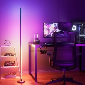 RGB Corner Floor Lamp, 65" Color Changing LED Floor Lamp Music Sync Bluetooth APP Remote Control 16 Million DIY Colors, Light Timing, Mood Ambient Lighting Standing Lamp