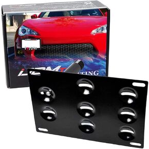 iJDMTOY No Drill Front Bumper Tow Hook License Plate Mounting Bracket Adapter Kit Compatible with 13-17 Scion FRS, 13-21 Subaru BRZ & 15-21 WRX, 10-15 Toyota Prius & 17-21 86