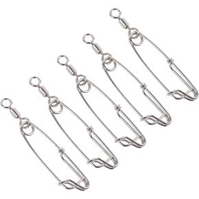 Goture 5Pcs Fishing Snap Clips Swivels High Strength Stainless Steel Catfishing Tackle with Ball Bearings Rolling Barrel Swivel for Saltwater Freshwater Accessories