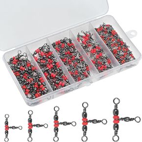 3 Way Barrel Fishing Swivels Kit – 120pcs Cross-line Crane Swivel 3 Way Fishing Swivel Crimp Swivel Tackle Connector Accessories