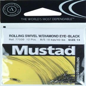 Mustad Diamond Eye Swivel Fishing Equipment (12 Pack), Size 14
