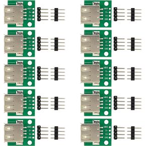 USB 2.0 Type A Female to Terminal Screw Adapter Board USB A Breakout Board 4 Pin Output 0.15" Pitch (Pack of 10pcs)
