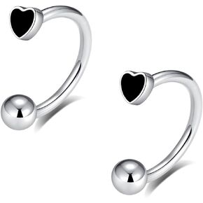 16G 2PCs Cute Heart Snake Bite Jewelry, Lip Rings Snake Bites, Horseshoe Labret Jewelry for Lip Piercing, Black Red Pink, 8mm 10mm 12mm