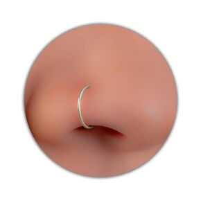 Thin and tiny silver nose ring hoop, 20 gauge 925 sterling silver nose piercing ring for women, 7mm simple nose hoop