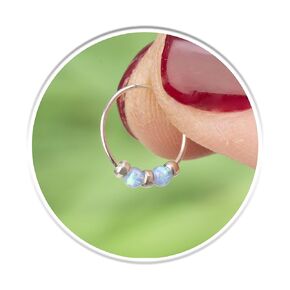 Opal Cartilage Piercing Ring - Blue Opals Helix Ring 20 Gauge - 925 Sterling Silver Earring Hoop Upper Ear Ring