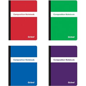 Oxford Poly Composition Notebook 4 Pack, Compact Size, 5 x 7 Inches, College Ruled, 80 Sheets, Assorted Color Covers: Green, Purple, Red, Blue (64933)