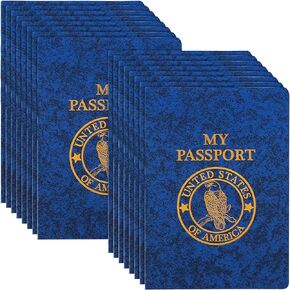Zddaoole 16 Pack Blank Passport Notebook,Kids Passport Notebook,Bulk Blue Fake Passport for Kids Pretend Play,Passport Sticker Book,Decorating,Learning,Fun,16 Pack (3.9 x 5.5 In)