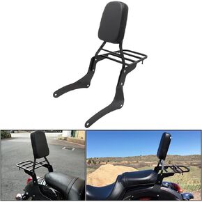 Passenger Backrest Sissy Bar with Luggage Rack for Kawasaki Vulcan 900 VN900 1996-2022, Black