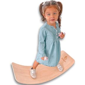 Toddler Balance Board - Wobble Board Toddler, Wooden Wobble Balance Board, Kids Wobble Board, Baby Balance Board (Medium (21"))