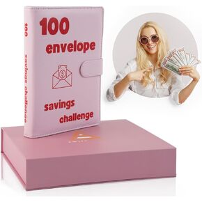 SWIFTMART Premium 100 Envelopes Money Saving Challenge-GiftBox Book A5 Money Saving Budget Binder with Cash Envelopes Envelope Savings Challenge Book to Save $5,050 (Olive green)
