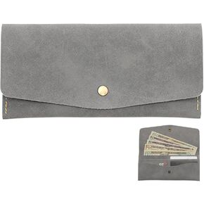 NatSumeBasics Cash Envelope Wallet Budget Money Wallet Dollar Bill Receipt Coupon Holder Credit Card Organizer for Women and Men (Brown Leather Wallet)